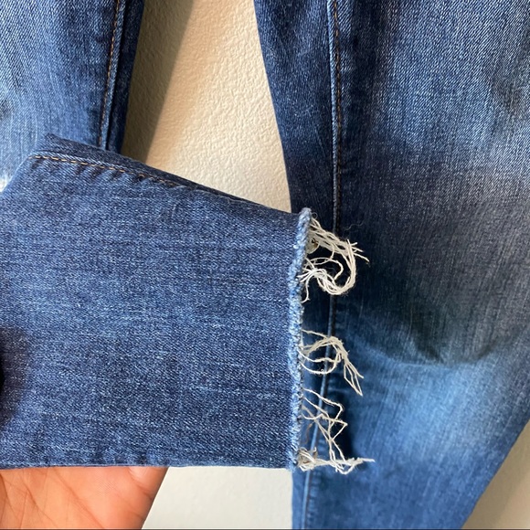Loft Dark Wash Frayed Hem Skinny Jean - Picture 2 of 5